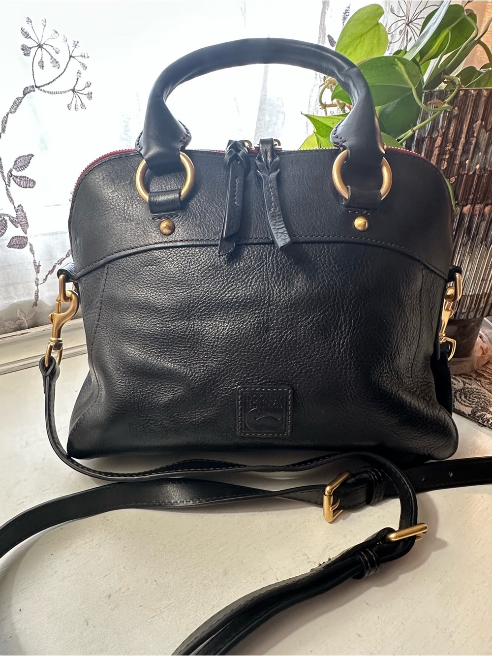 Dooney & Bourke Cameron Black Florentine Leather Satchel